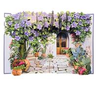 Carte de vœux pop-up 3D avec fleurs bleues et pots en terre cuite - 30 x 20 x 9 cm - Avec enveloppe blanche - Cadeau d'anniversaire, fête des mères, pendaison de crémaillère