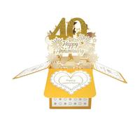 Carte de vœux pop-up pour elle 40 ans - Grande carte de vœux pop-up 3D pour femme - Idée cadeau de 40 ans pour lui - Idée cadeau de mariage pour lui et elle couple