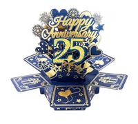 Carte de vœux pop-up pour elle et lui - Grand cadeau 3D pour 25 ans - Idée de cadeau pour femme - Idée cadeau de mariage de 25 ans