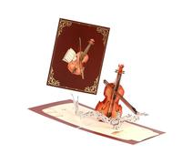 Carte de vœux pour violon 3D, instrument de musique fait à la main, carte de vœux en papier sculpté pour anniversaire, fête des mères, Saint-Valentin, musique