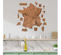 Carte des vins de France en bois ( 60*60 cm) - Creatifwood - Décoration Murale