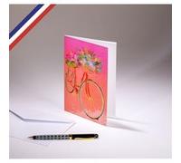 Carte double Carnet de couleurs créée et imprimée en France sur papier certifié PEFC - Vélo fleuri G