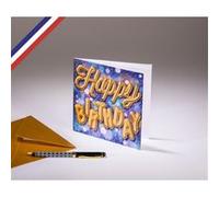 Carte double En Lettres d'Or créée et imprimée en France - Anniversaire Happy Birthday ballons G