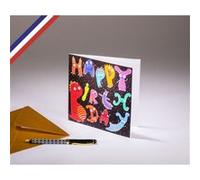 Carte double En Lettres d'Or créée et imprimée en France - Anniversaire Happy Birthday monstres rigolos G