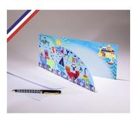 Carte double Extravagance créée et imprimée en France sur papier certifié PEFC - Happy birthday bateaux - Découpe nuage et or à chaud G