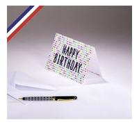 Carte double Gourmandiz créée et imprimée en France sur papier certifié PEFC - Happy birthday - Typo graphique G