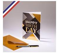 Carte double Very Chic créée et imprimée en France - Happy birthday - Typo graphique G