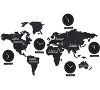 Carte du monde avec 5 horloges