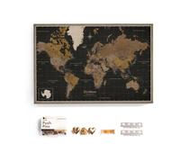 Carte du monde - CANVASCALE - 70x50 cm - Toile canvas & liège haute densité - Vintage (allemand)