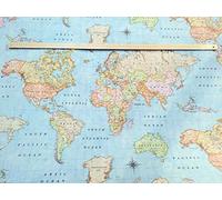 Carte du monde Design de 3 Rideau d'ameublement Tissu de coton Matériau - 140 cm de large (vendu au mètre)