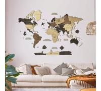Carte du monde en bois 2d multicolor l