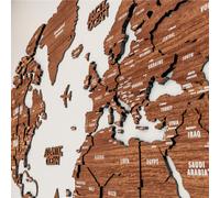 Carte du monde en bois 3D, idéale pour accrocher des photos et souvenirs, cadeau pour les voyageurs, taille moyenne, 100 cm, couleur marron clair