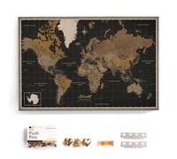 Carte du monde en toile avec tableau d'affichage en liège - Labels en anglais - Décoration murale décorative pour toutes les pièces - Tableaux sur toile (120x80 cm, Motif 5)