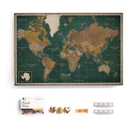 Carte du monde en toile avec tableau d'affichage en liège - Labels en anglais - Décoration murale décorative pour toutes les pièces - Tableaux sur toile (150x100 cm, Motif 4)