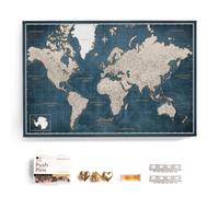 Carte du monde en toile avec tableau d'affichage en liège - Labels en anglais - Décoration murale décorative pour toutes les pièces - Tableaux sur toile (120x80 cm, Motif 19)