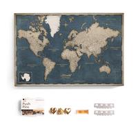 Carte du monde en toile avec tableau d'affichage en liège - Labels en anglais - Décoration murale décorative pour toutes les pièces - Tableaux sur toile (90x60 cm, Motif 18)