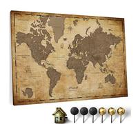 Carte du monde en toile avec tableau d'affichage en liège - Labels en Français - Décoration murale décorative pour toutes les pièces - Tableaux sur toile (70x50 cm, Motif 1 French)