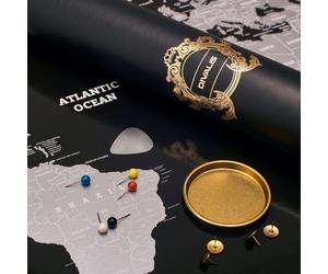 Carte du monde Kraswereld, format extra large, en noir et argent