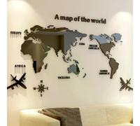 Carte du monde murale 3D acrylique stickers muraux miroir tridimensionnel autocollants chambre bureau fond décoration murale autocollants~01017