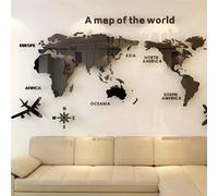 Carte du monde murale 3D acrylique stickers muraux miroir tridimensionnel autocollants chambre bureau fond décoration murale autocollants~1203
