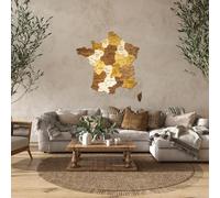 Carte en bois de France 3D, décoration murale en bois, carte murale artistique de France avec régions et villes