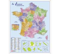 Carte France Administrative, Routière et Dom-Tom - Cbg - Murale Pélliculée 66x84,5cm - 4 œillets pour suspension