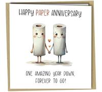 Carte humoristique pour 1er anniversaire de mariage, design unique, « Happy Paper Anniversary » #1726