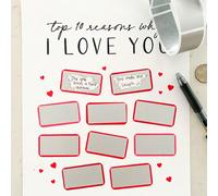Carte "Je t'aime" - Top 10 raisons pour lesquelles je t'aime - Saint-Valentin, anniversaire, mariage - Carte personnalisée - Carte d'amour personnalisée - Autocollants à gratter - Mari, femme 5 morcea
