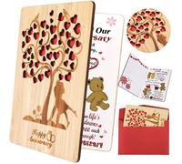 Carte Mariage en Bois avec Enveloppes pour Anniversaire,les Mariages,Mariage Cadeau,Saint Valentin - 10x15 cm - L'amour sous l'arbre