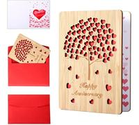 Carte Mariage en Bois avec Enveloppes pour Anniversaire,les Mariages,Mariage Cadeau,Saint Valentin - 10x15 cm - Arbre d'amour