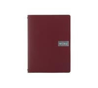 Carte menu 100% CUIR aggloméré Couleur Bordeaux Ligne Royal format A4 1 insert inclus (4 vues) Securit