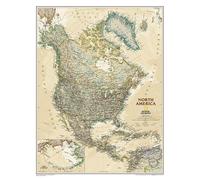 Carte murale (en anglais) - Amérique du Nord politique, style antique - 60 x 78 cm | National Geographic - Plastifiée