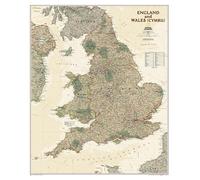 Carte murale (en anglais) - Angleterre, Pays de Galles, style antique - 76 x 91 cm | National Geographic - Papier