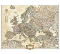 Carte murale (en anglais) - Europe politique, style antique, grand format - 116 x 90 cm | National Geographic - Plastifiée