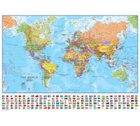 Carte murale (en anglais) - Monde politique, avec bande de drapeaux - 1/40M - 103 x 74 cm | Maps International