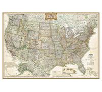 Carte murale (en anglais) - USA politique, style antique - 111 x 77 cm (format standard) | National Geographic - Plastifiée