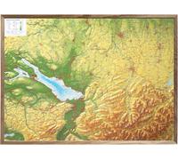 Carte murale en relief - Allgäu, Lake Constance - 77 x 57 cm | Georelief - Avec cadre en bois
