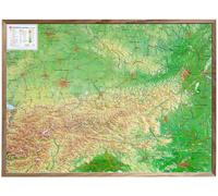 Carte murale en relief - Autriche - 77 x 57 cm | Georelief - Avec cadre en bois