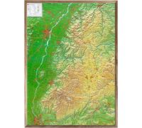 Carte murale en relief - Forêt Noire - 77 x 57 cm | Georelief - Avec cadre en bois