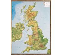 Carte murale en relief - Royaume Uni, en anglais - 77 x 57 cm | Georelief - Avec cadre en bois