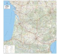 Carte murale - France routière, Quart Sud-Ouest - 100 x 100 cm | Blay Foldex - Papier 150 g avec plastification mate