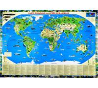 Carte murale illustrée pour enfants (plastifiée) - Le Monde des animaux - 100 x 70 cm | Krüger & Schönhoff