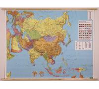 Carte murale plastifiée avec lattes de maintien en bois - Asie (Politique et Physique) - 154 x 120 cm | Freytag & Berndt
