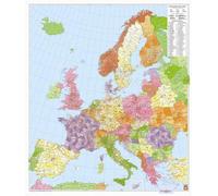 Carte murale plastifiée avec lattes de maintien en bois - Europe (codes postaux) - 96 x 113 cm | Freytag & Berndt