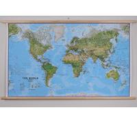 Carte murale plastifiée avec lattes de maintien en bois - Monde environnemental (en anglais) - 1/30M (136 x 86 cm) | Maps International