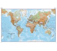 Carte murale plastifiée avec lattes de maintien en bois - Monde physique (en anglais) - 1/30M (136 x 84 cm) | Maps International