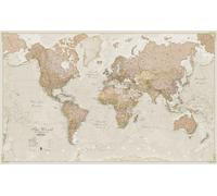 Carte murale plastifiée avec lattes de maintien en bois - Monde, style antique (en anglais) - 1/30M (136 x 84 cm) | Maps International