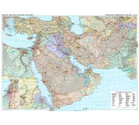 Carte murale plastifiée avec lattes de maintien en bois - Moyen-Orient (politique) - 125 X 89 cm | Gizi Map