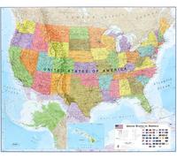 Carte murale plastifiée avec lattes de maintien en bois - USA politique (en anglais) - 120 x 100 cm | Maps International