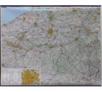 Carte murale plastifiée - Belgique & Luxembourg - 125 x 99 cm | Hallwag - avec lattes métalliques de maintien